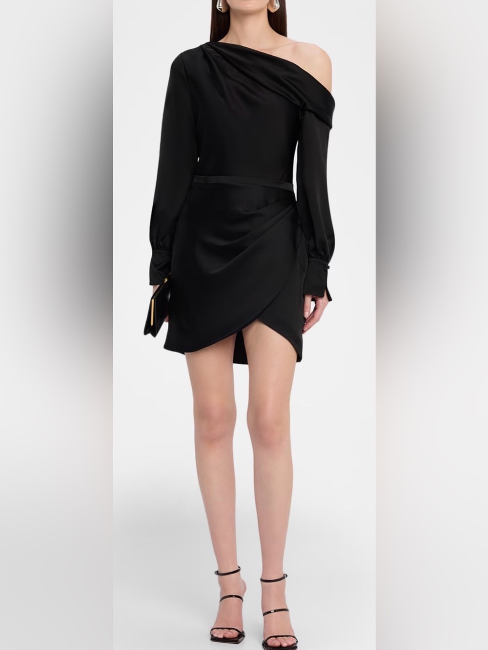 Navy Wrap Satin Mini dress